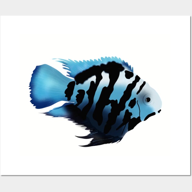 Polar Blue Cichlid Fish Wall Art by dearannabellelee